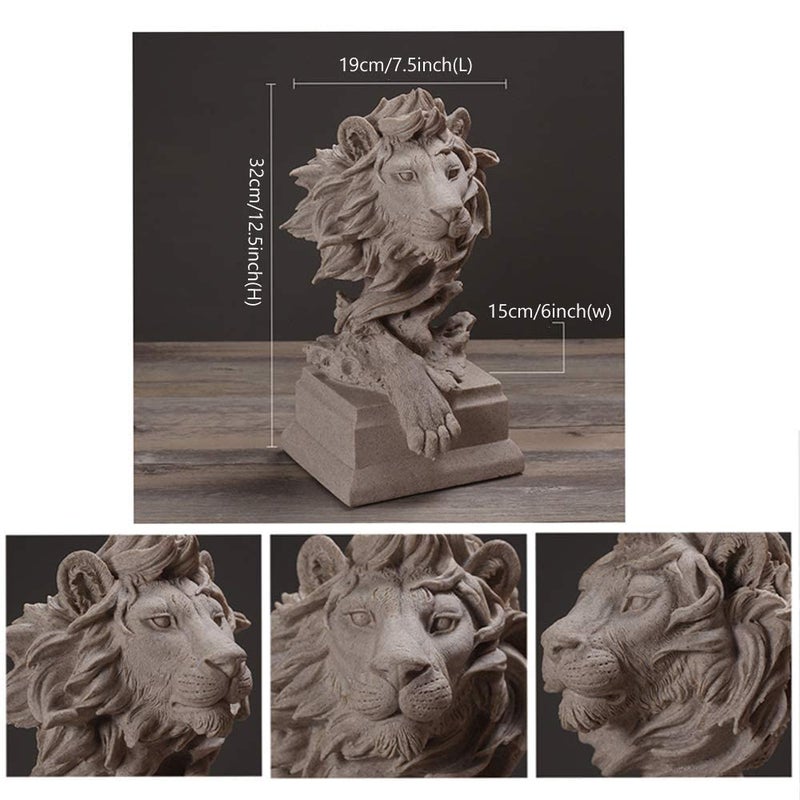 H&W Sandstone Lion - The King of Beasts - Statue Decoration for Home/Study/Living Room, Great Collectible Figurines, Best Gift for The Man, Sandstone Color (HH17-D2) - Image 5